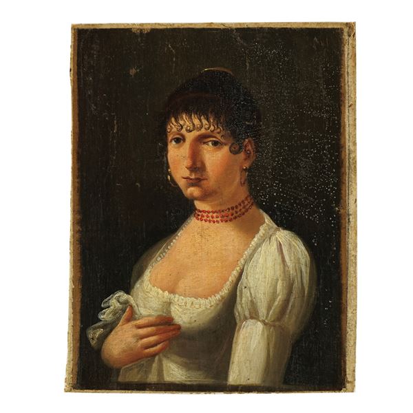 Gentildonna in abito bianco, XIX secolo