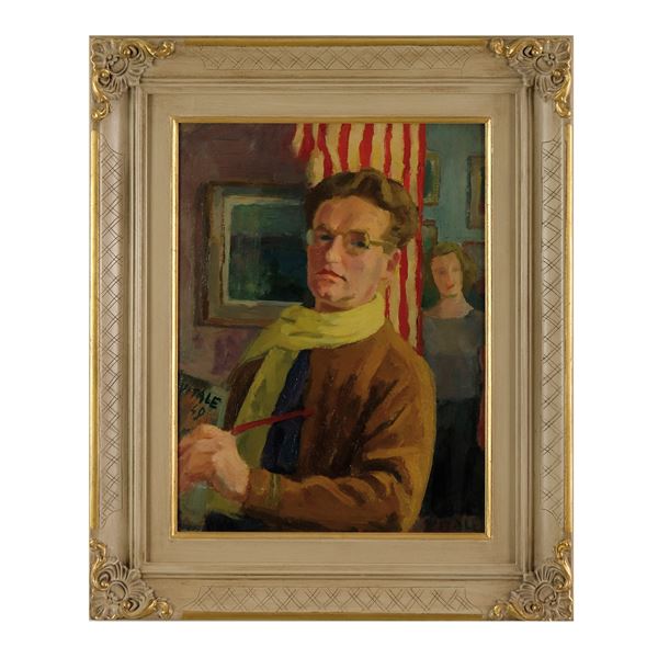 Carlo Vitale - Carlo Vitale, Autoritratto con Irma sulla porta, 1949