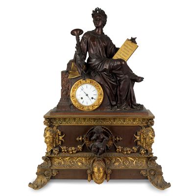 Pendola in Bronzo Patinato e Dorato, Francia, XIX Secolo