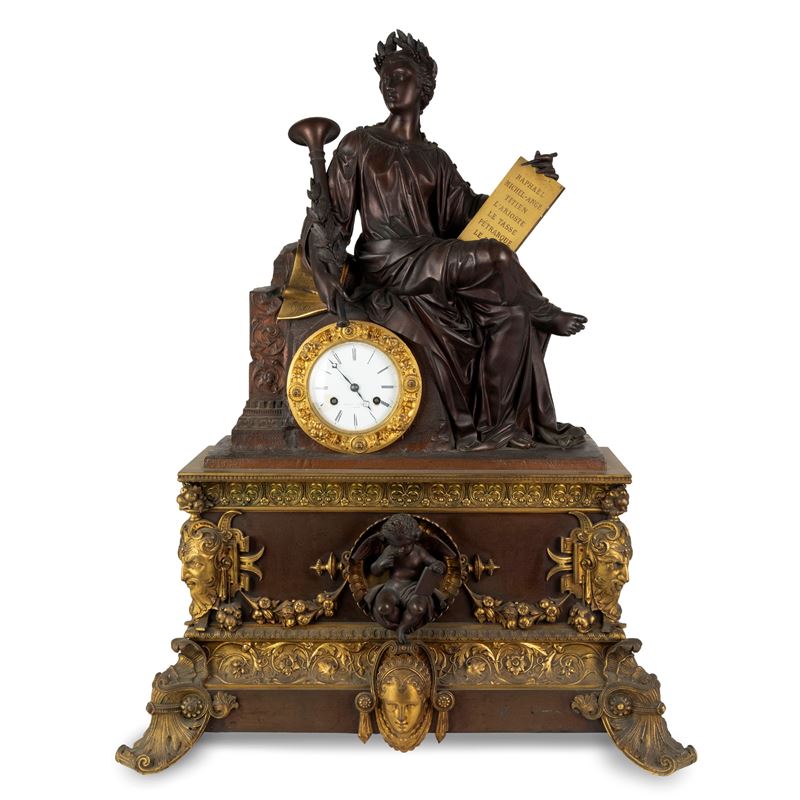 Pendola in Bronzo Patinato e Dorato, Francia, XIX Secolo