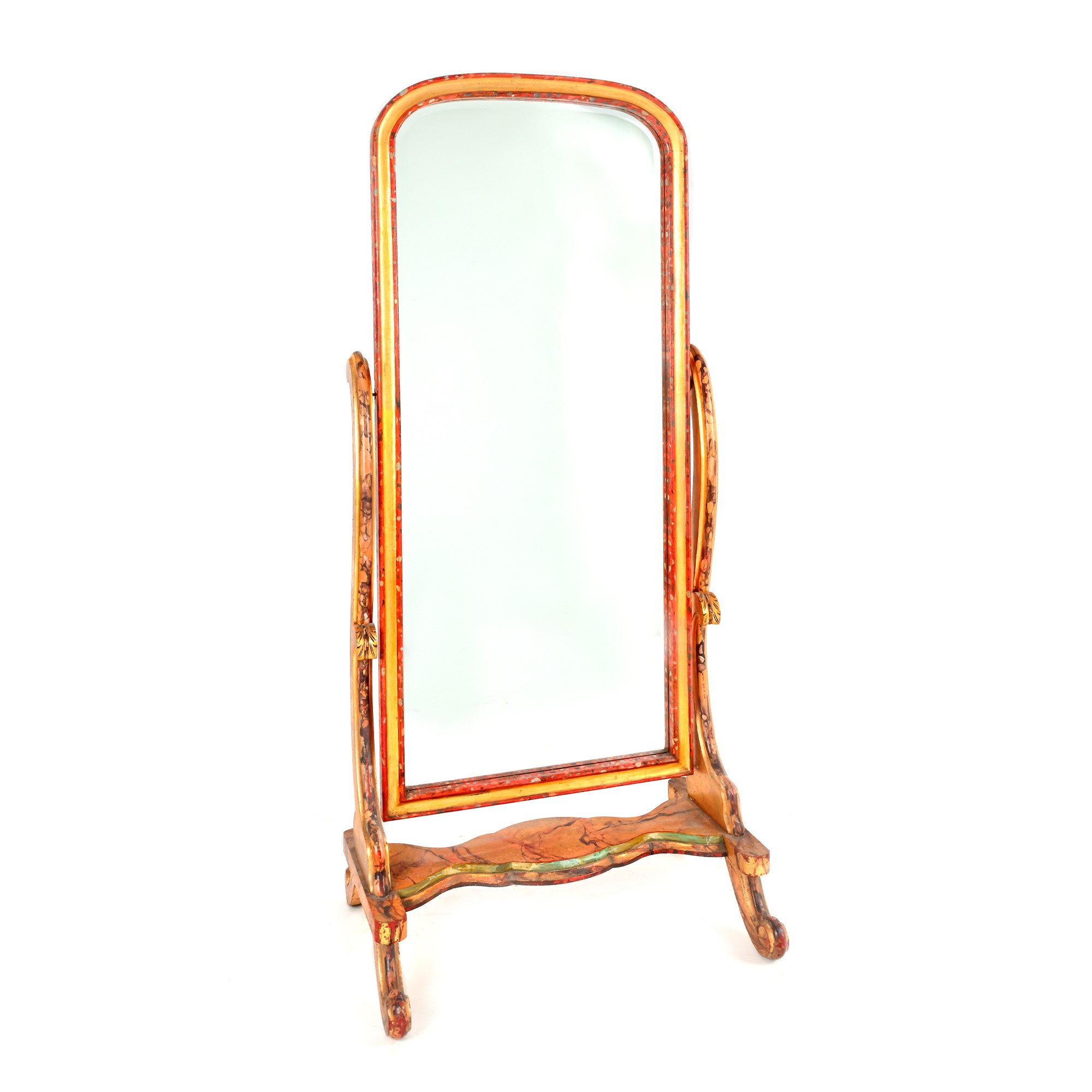 Psiche in legno dorato e dipinto a finto marmo