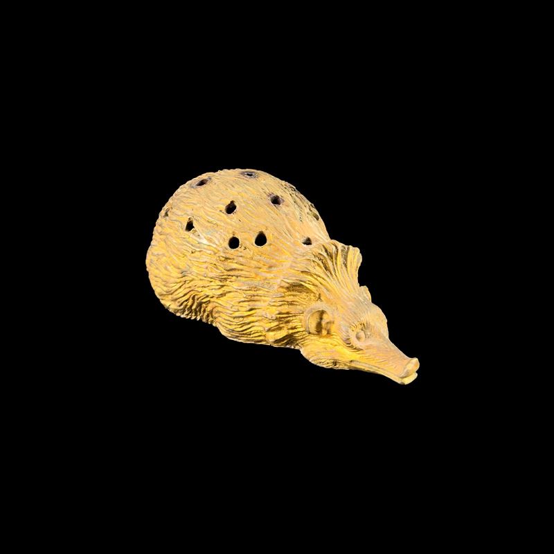 Base portaincenso in bronzo dorato