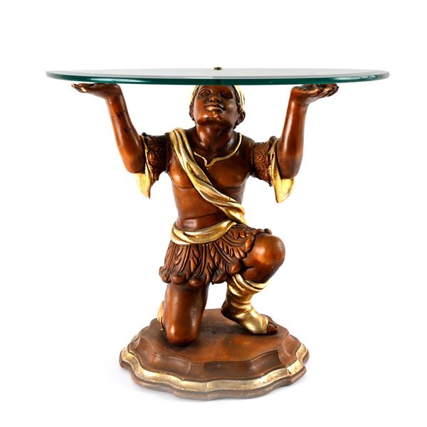 Tavolino da salotto in legno in parte dorato