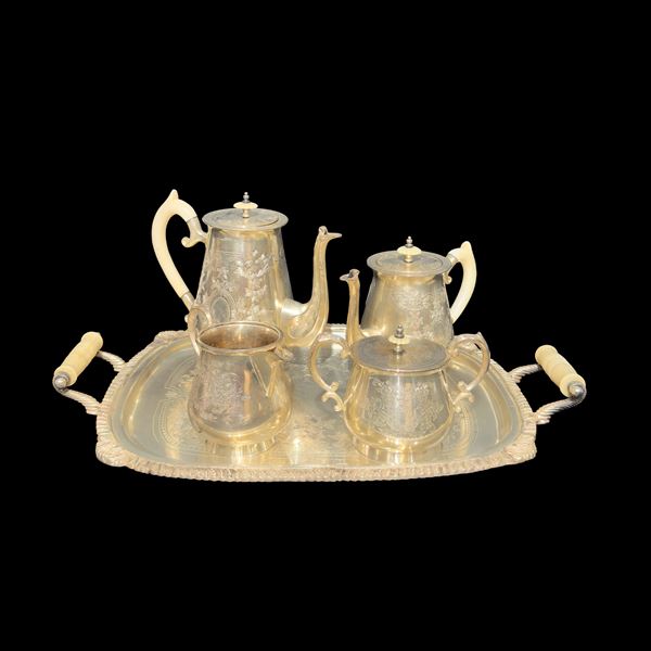 Servizio da tè e caffè in metallo argentato