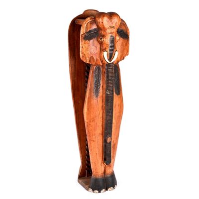 Étagère Porta CD in Legno Intagliato a Figura di Elefante