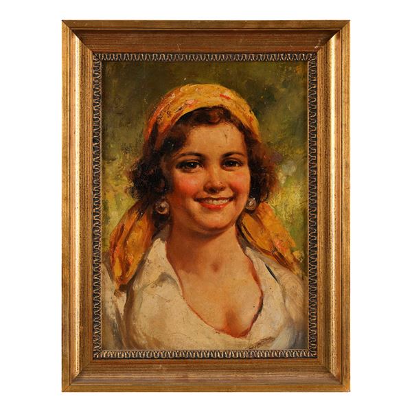 Contadina con fazzoletto in testa, prima metà del XX secolo