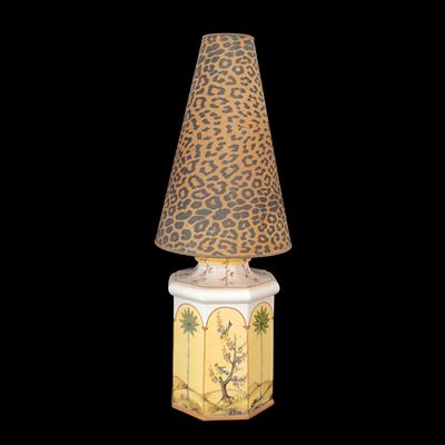 Lume da Tavolo in Ceramica Bianca e Gialla