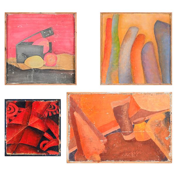 Quattro pannelli dipinti su gesso a diverso soggetto