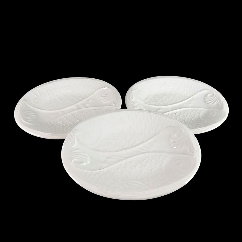 Tre Vassoi in Ceramica Bianca