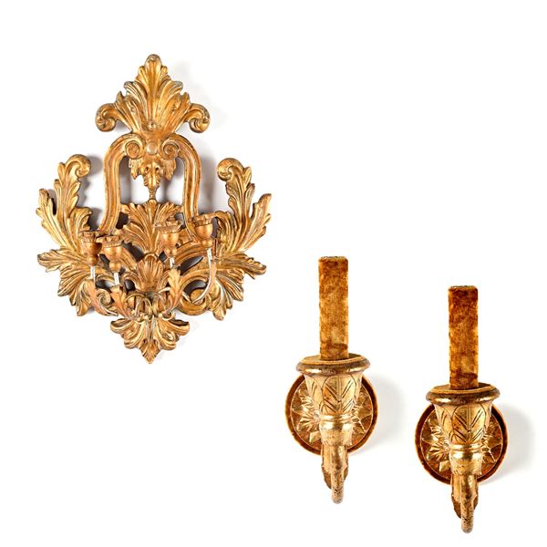 Applique in legno dorato