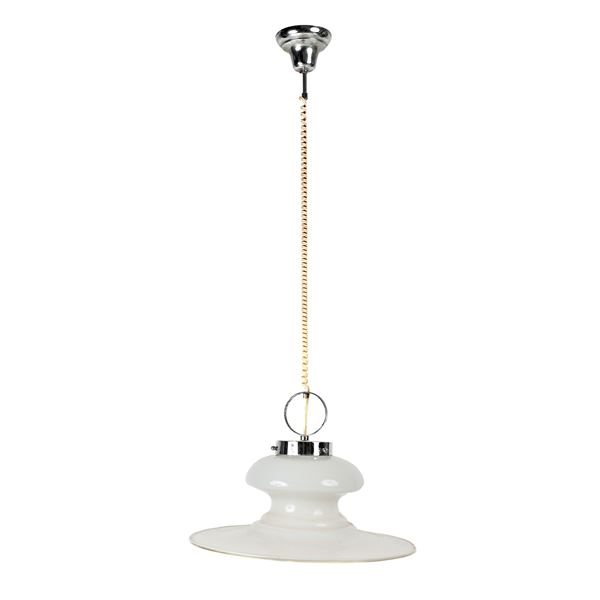 Lampada a sospensione in vetro incolore bianco