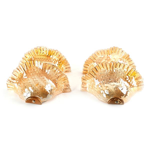 Quattro appliques con diffusori in vetro incolore e ambra