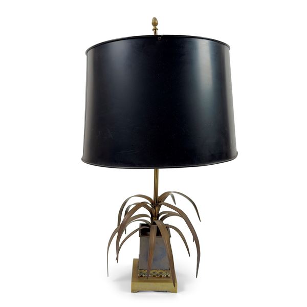 Lume da tavolo in metallo in parte dorato simulante una palma