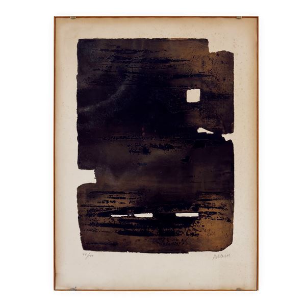 Pierre Soulages : Pierre Soulages  (Rodez 1919 - Nîmes 2022)  - Asta L'eternità è il mare mischiato con il sole - Bolli & Romiti - Casa d'Aste in Roma