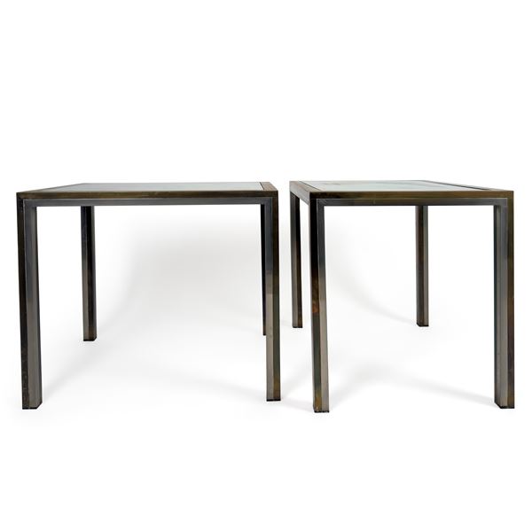 Coppia di tavolinetti in ottone attribuibili a Romeo Rega