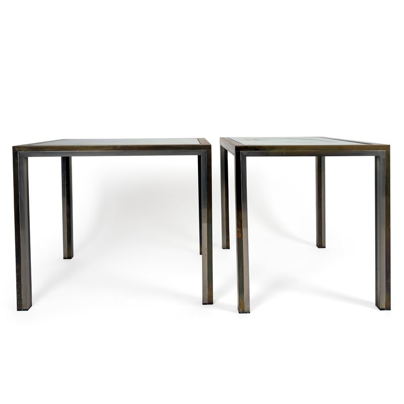 Coppia di tavolinetti in ottone attribuibili a Romeo Rega