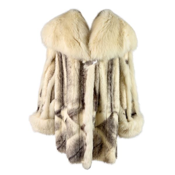 Giacca di visone black cross naturale con intarsi in volpe, Boris, Lucca