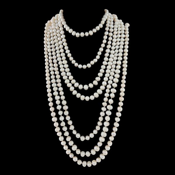 Quattro fili di perle d'acqua dolce