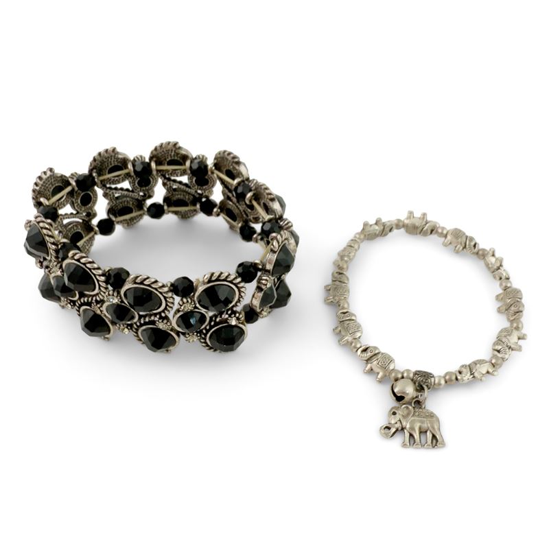 Due bracciali elasticizzati argentati