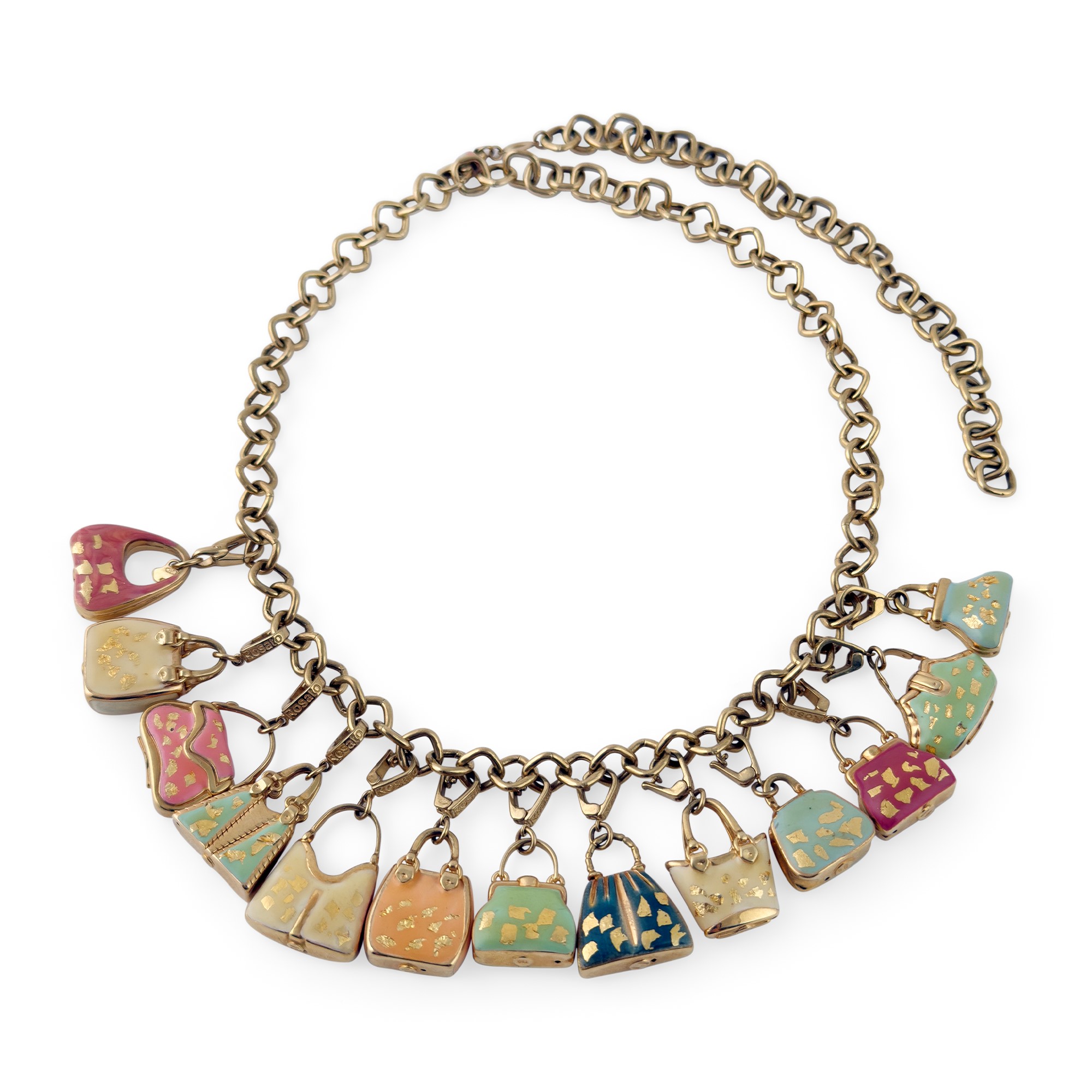 Collana e Bracciale con Numerosi Charms in Smalti Policromi