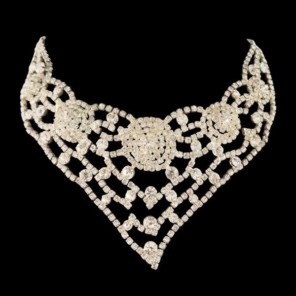 Collier argentato con strass