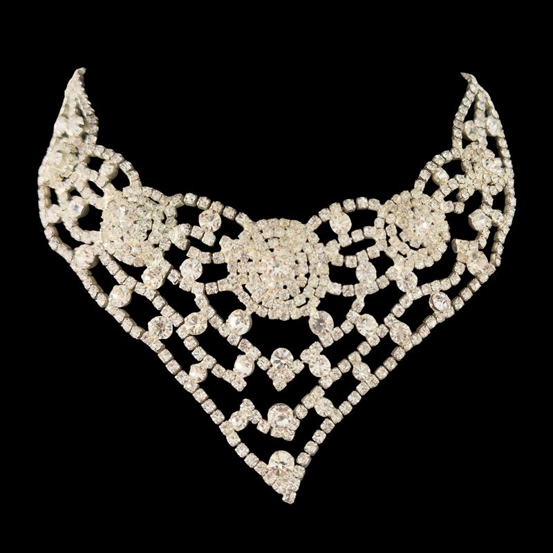 Collier argentato con strass