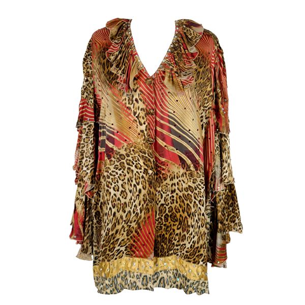 Camicia in tessuto a stampa animalier