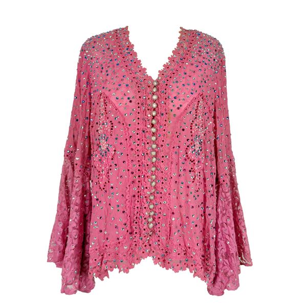 Blusa in tessuto a fondo rosa