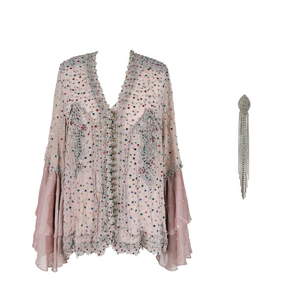 Blusa in tessuto a fondo rosa pallido