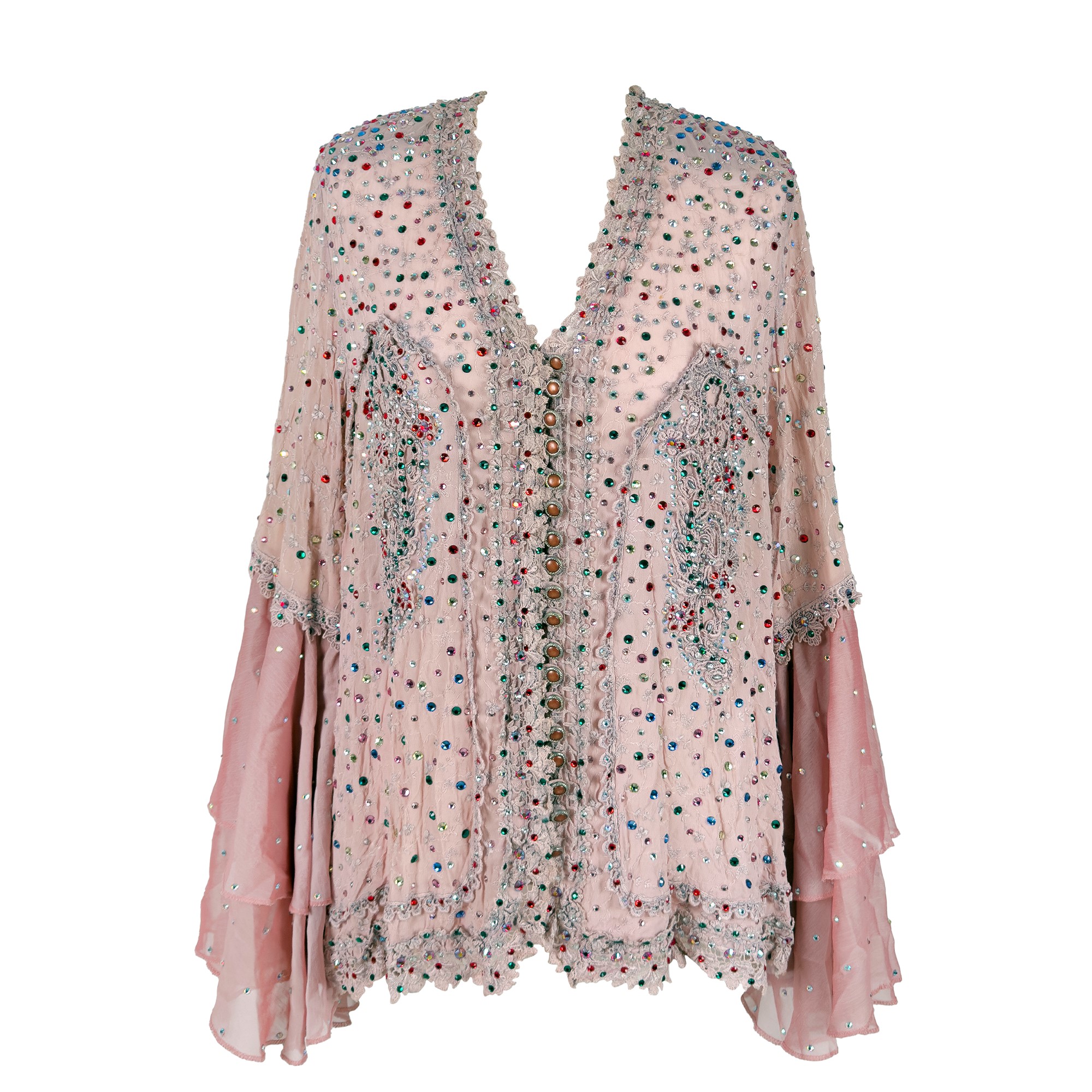 Blusa in tessuto a fondo rosa pallido