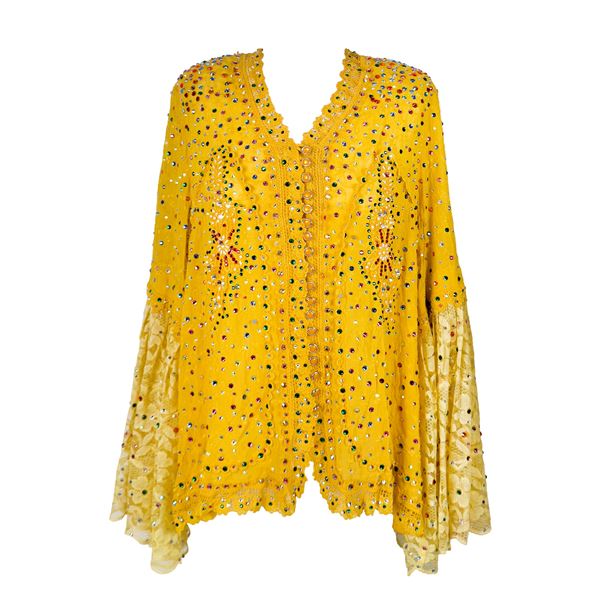 Blusa in tessuto a fondo giallo
