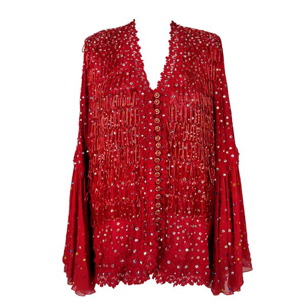 Blusa in tessuto rosso