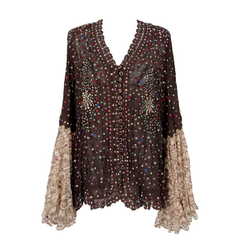 Blusa in tessuto a fondo marrone