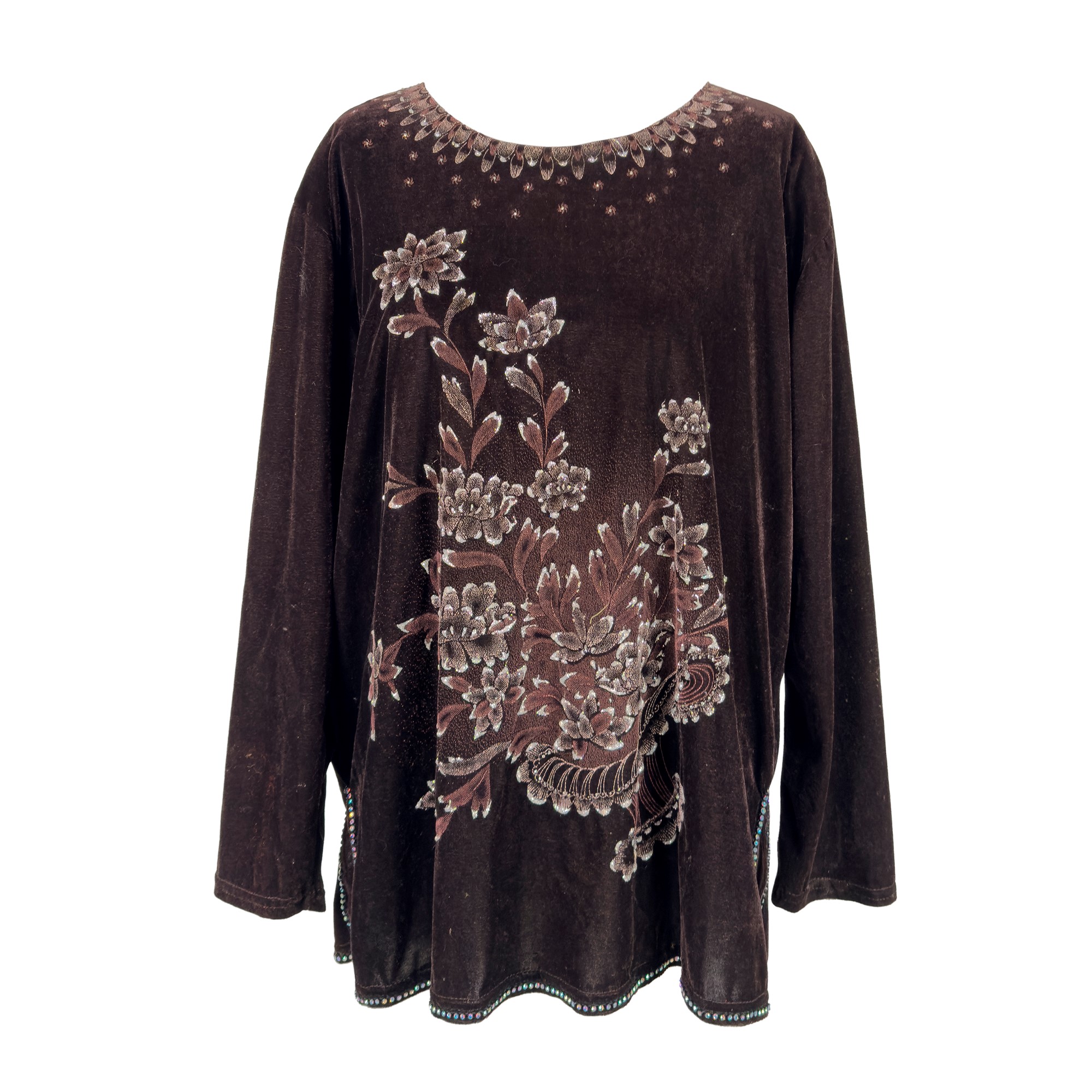 Blusa in velluto marrone