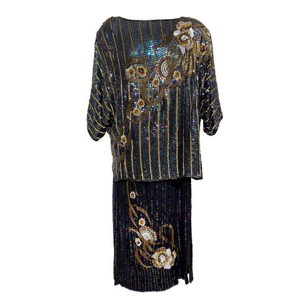 Completo in seta indiana nera