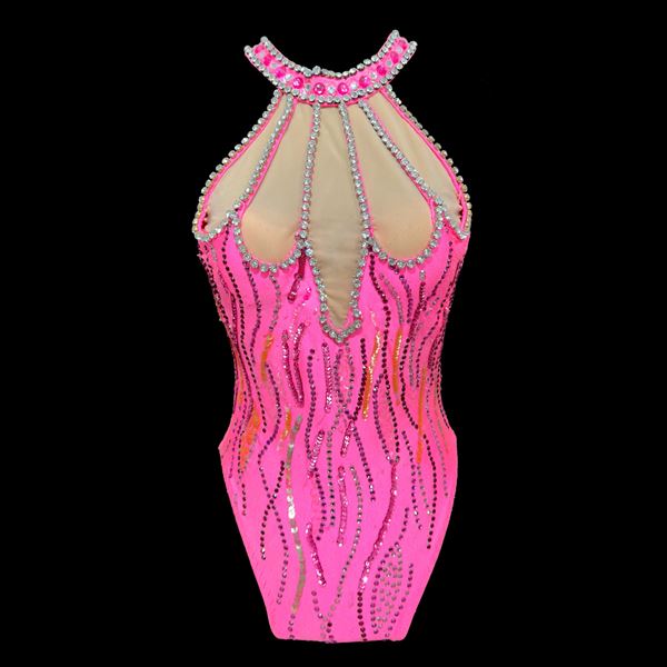 Body di scena in tessuto elasticizzato rosa