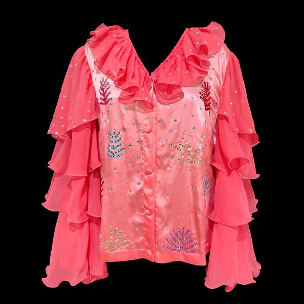 Camicia in tessuto color rosso corallo