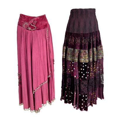Due gonne, tessuto con strass e paillettes dorate