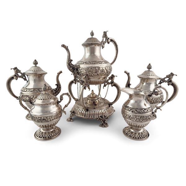 Servizio tè e caffè in argento, Portogallo, fine del XIX secolo