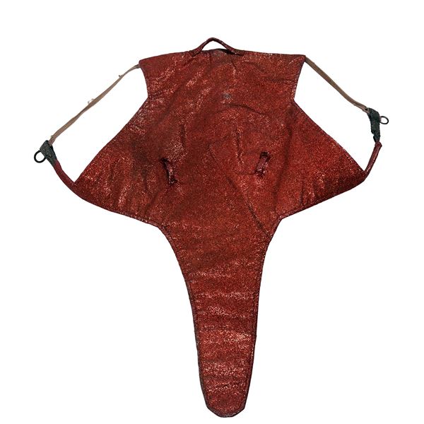 Testale da elefante in tela di jeans e cuoio rivestito in tessuto glitterato rosso