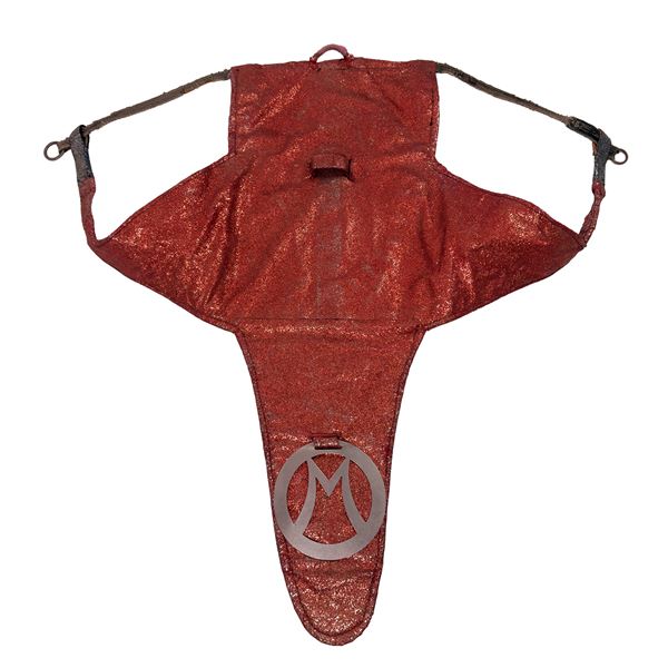 Testale da elefante in tela di jeans e cuoio rivestito in tessuto glitterato rosso