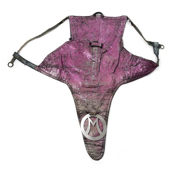 Testale da elefante in tela di jeans e cuoio rivestito in tessuto glitterato fucsia