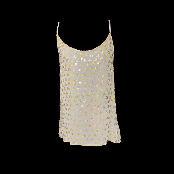 Top in tessuto color avorio