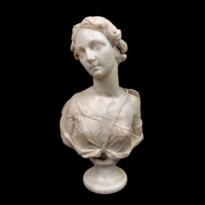 Busto di Diana in Marmo Bianco, Roma, Fine del XVI-inizi del XVII Secolo