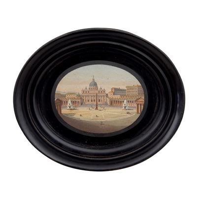 Micromosaico Raffigurante Piazza San Pietro, Attribuibile a Biagio Barzotti (roma 1835-1908)