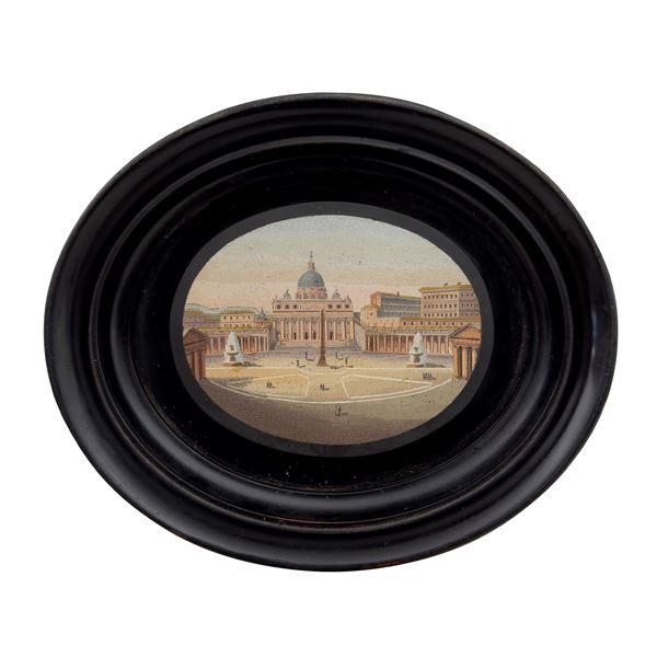 Micromosaico raffigurante Piazza San Pietro, attribuibile a Biagio Barzotti (Roma 1835-1908)