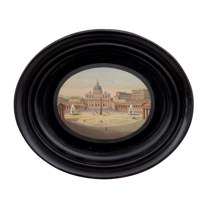 Micromosaico Raffigurante Piazza San Pietro, Attribuibile a Biagio Barzotti (roma 1835-1908)