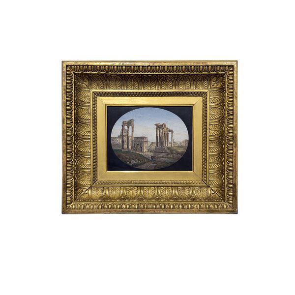 Placca in micromosaico raffigurante il Foro Romano attribuibile a Luigi Barberi, XIX secolo