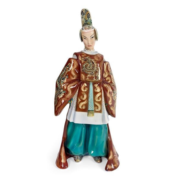 Imperatore, scultura in ceramica policroma, Torino, Le Bertetti, anni '40  - Asta L'eternità è il mare mischiato con il sole - Bolli & Romiti - Casa d'Aste in Roma