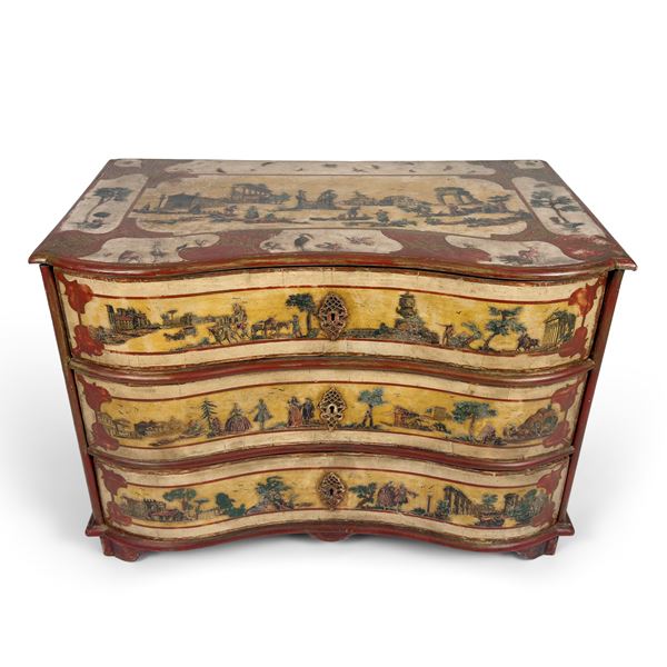 Cassettone in legno dipinto ad arte povera, Veneto, XVIII secolo